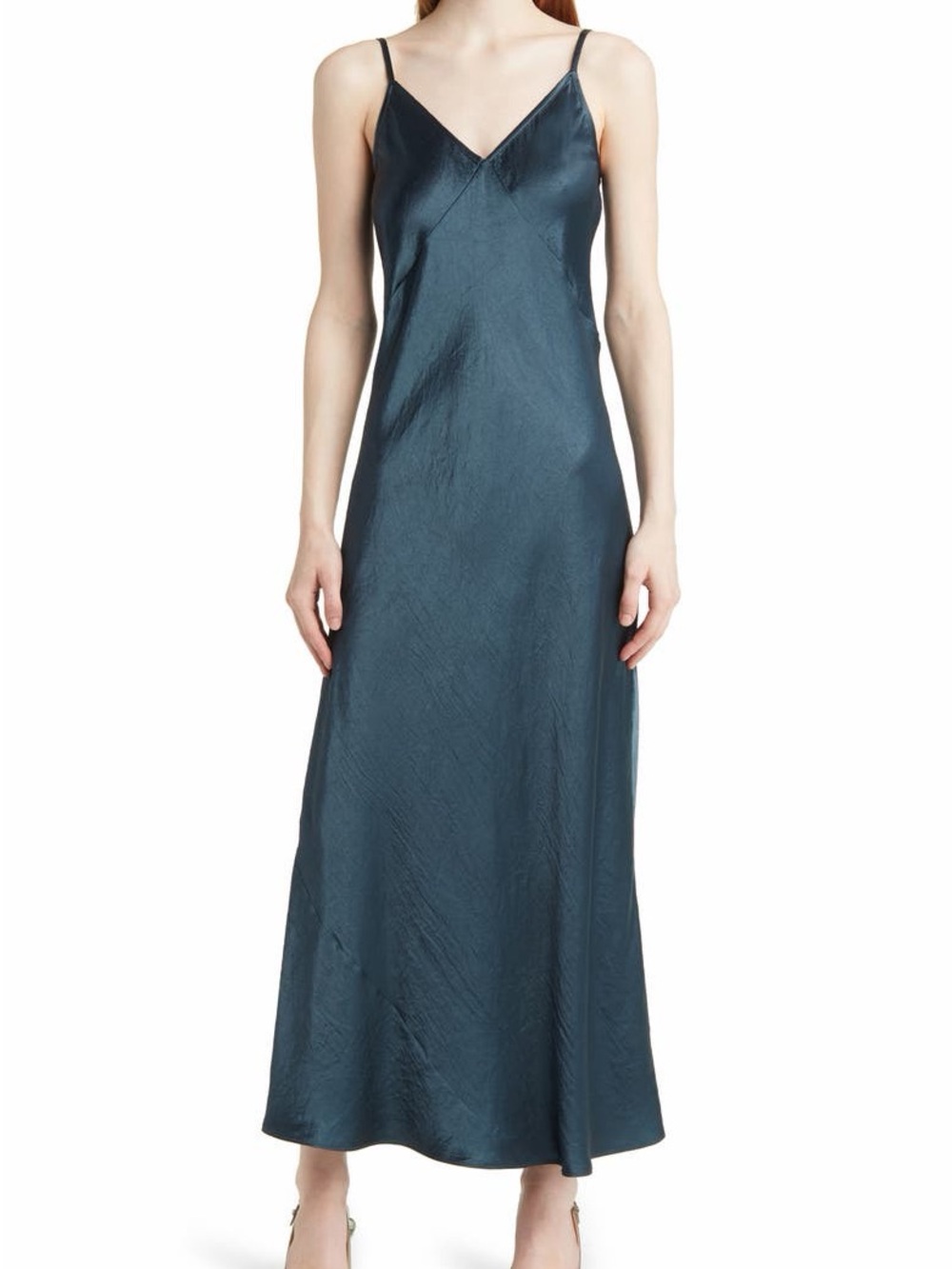 Nordstrom Satin Slip Dress in Teal Blue